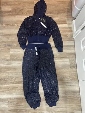 Envy by Melissa Gorga- Navy Sequin Jogger Set